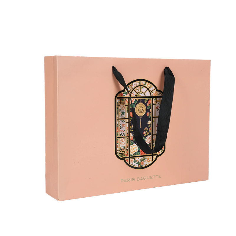 スキンケア包装用の厚みのある水平ハンドル白いボール紙紙袋