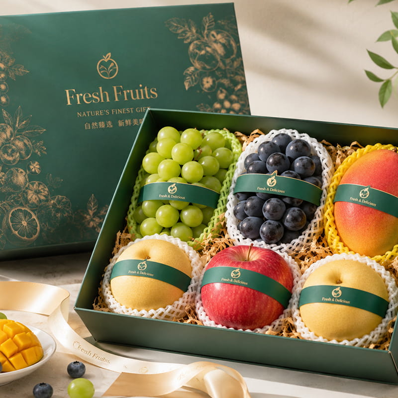 手頃な価格の豪華な金箔押しの折りたたみ式フレッシュフルーツギフトボックス