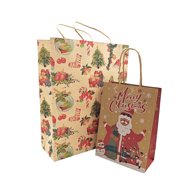 クリスマスクラフト紙ギフトバッグセット